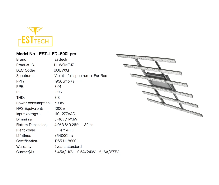 ESTTECH 600i commercial LED grow light